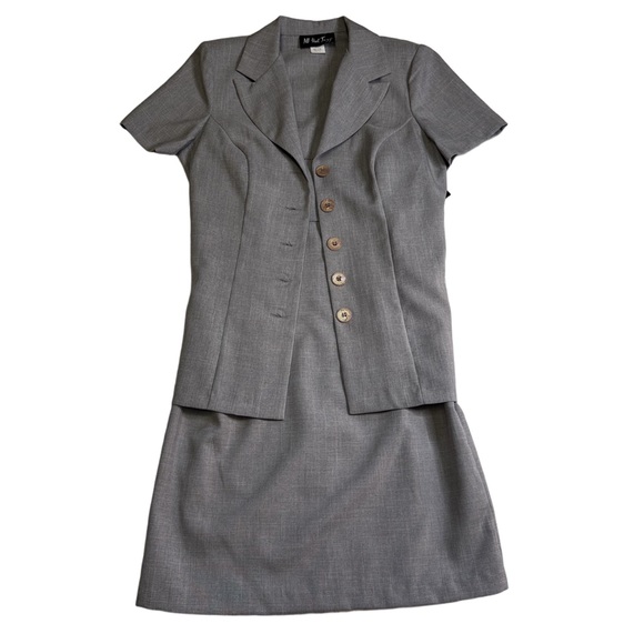 All That Jazz Gray 2 Piece Dress Set Size 9/10 Floral Embroidery on Dress NWT - Picture 3 of 17